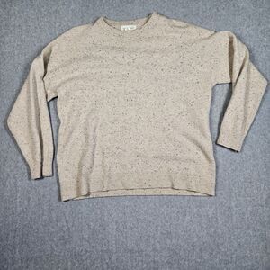Treasure & Bond Women's M Beige Flecked Crew Neck Knit Sweater Cotton Blend